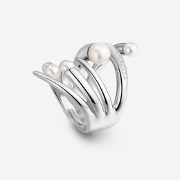 Pianegonda Anello a fascia con perle naturali - CUSPIS - Argento 925‰